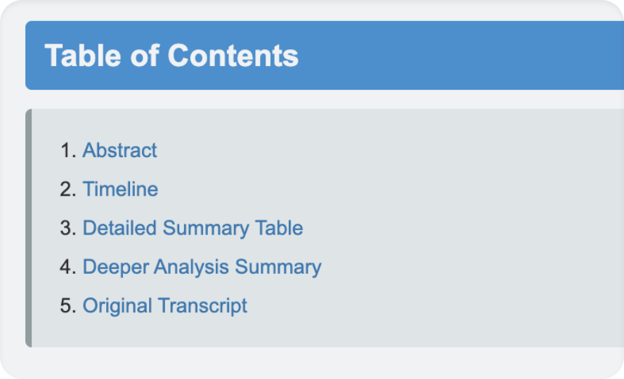 Easy Table of Contents. Simple export options
